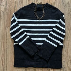 Worn once - Black Sweater with White Stripes